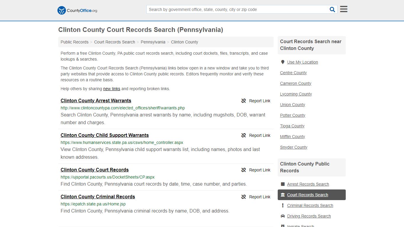 Court Records Search - Clinton County, PA (Adoptions, Criminal, Child ...